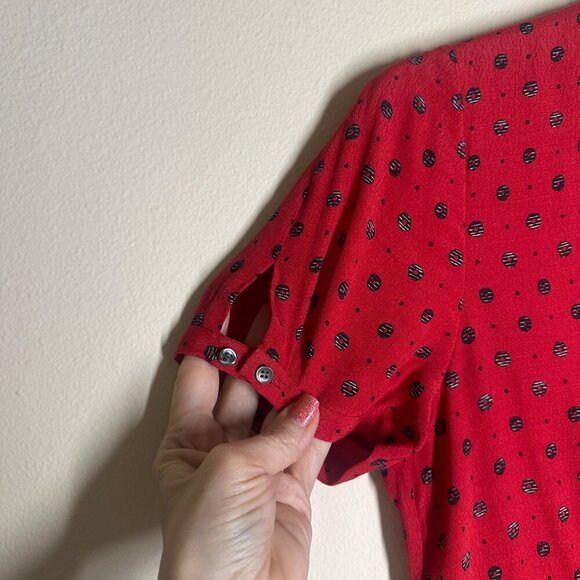 Jigsaw African Spot Tea Midi Dress Red Womens Size 2 UK 6 Office Boho Work Red - Picture 5 of 9